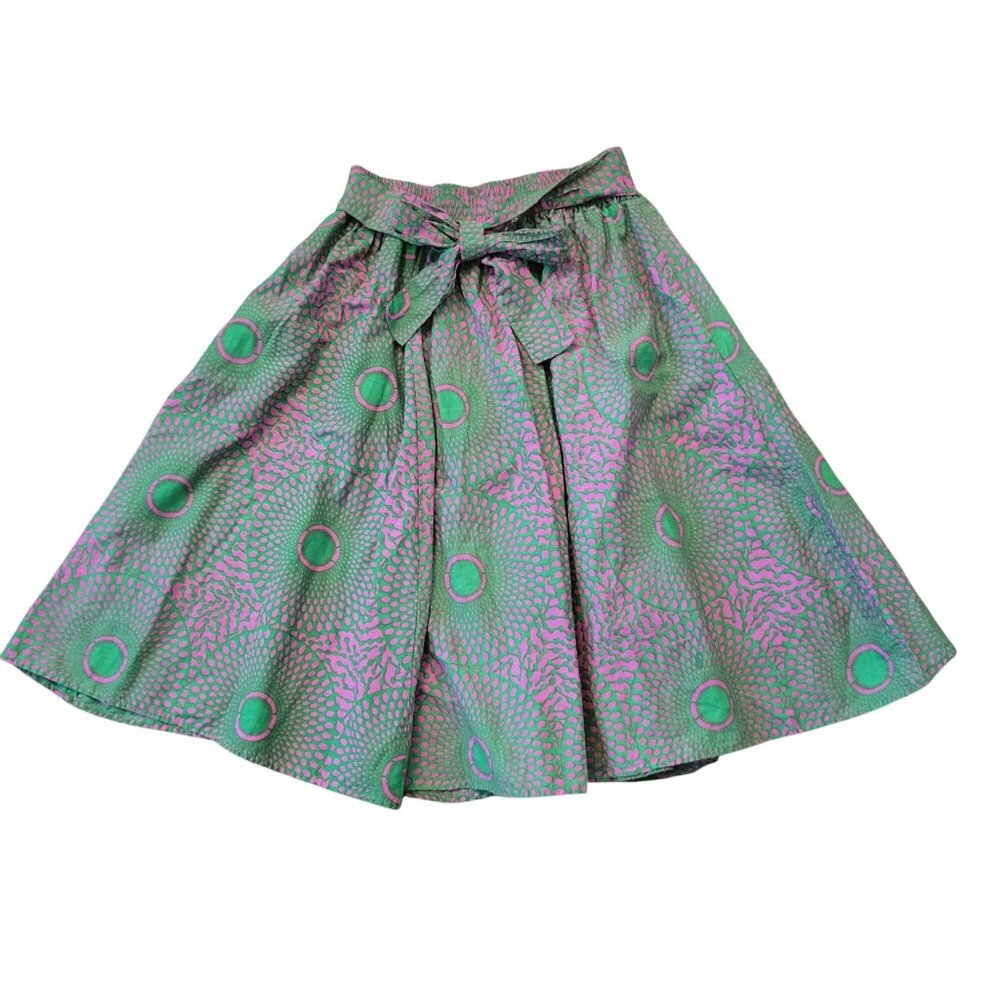 KaraChic Green Pink Psychedelic Skirt Pockets OS Full Circle Modest Retro‎